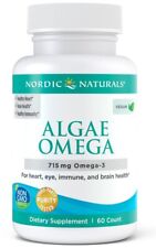 Nordic Naturals Algae Omega, 715mg Omega 3 Aid Brain Health Non-GMO 60 Softgels