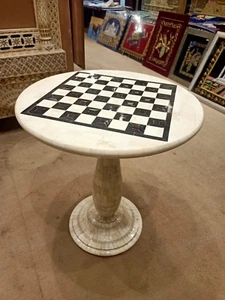 Beautiful black and white table/ marble chess board table/marble chess board Set - Picture 1 of 4