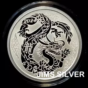 2024 Silver Shield JAHR DES DRACHEN V2 1 Unze Silber PROOF & COA & BOX! 334 hergestellt - Bild 1 von 8