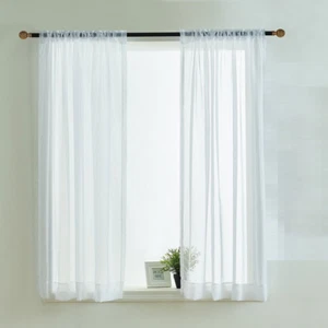 Sheer Rod Pocket - Short drop curtain - 3 metres wide x 140cm drop - White - Picture 1 of 3