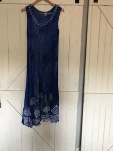 India Boutique Dress Women's One Size Embroidered Boho Shift Sleeveless Artsy - Picture 1 of 6