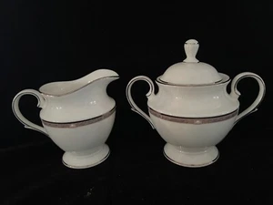 Lenox Pearlescence Platinum Sugar Bowl And Creamer New - Picture 1 of 9