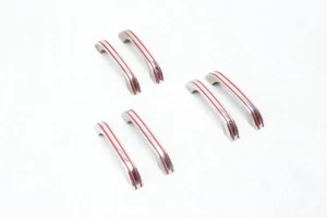 6x Vintage 50s 60s Mid Century 3" 4" Red Striped Chrome Cabinet Handle Pulls A31 - Picture 1 of 11