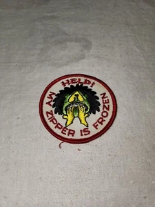 Vintage "Help! My Zipper is Frozen"  3 & 1/8" Novelty Jacket Patch - Picture 1 of 2