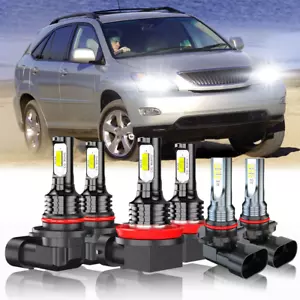 For 2007-2009 Lexus RX350 Combo 6x 6000K LED Headlight Hi/Lo + Fog Light Bulbs - Picture 1 of 14
