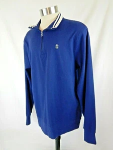 Maglione Izod Golf Uomo Taglia Large Blu 1/4 Cerniera Manica Lunga Pull Over Qualità - Foto 1 di 8
