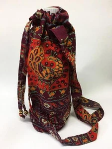 Hippie Napthal Block Print India Festival Water Bottle Bag Carrier Pouch Burgund - Picture 1 of 2