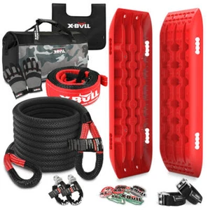 X-BULL Recovery Kit Kinetic Recovery Rope With 2PCS Recovery Tracks Gen2.0 Red - Picture 1 of 7