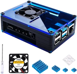 Raspberry Pi 4 Case with Fan Cooling , 4 Pcs Aluminum Heat Sinks , Case for Rasp - Picture 1 of 12
