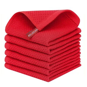 100% Cotton Kitchen Dish Cloths 6 Pack Waffle Weave Ultra Soft Absorbent Dish... - Picture 1 of 7