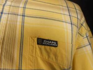 Beautiful Men's Medium Ralph Lauren Chaps Yellow Plaid Short Sleeve Button-Down