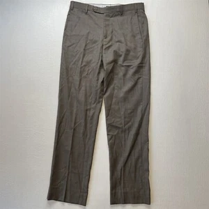 Zanella 32x32 Brown Devon Flat Front Superfine 100% Wool Mens Dress Pants - Picture 1 of 9