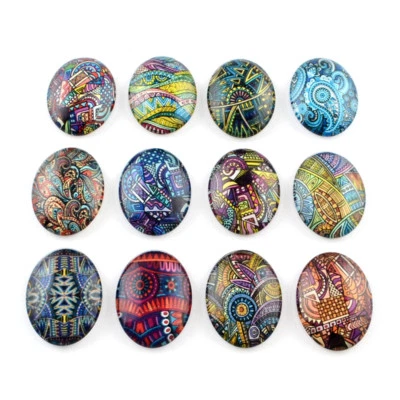 10pcs Fancy Flatback Glass Cabochons Dome Oval Glass Cover Dome Crafting 40x30mm - Image 1 of 2