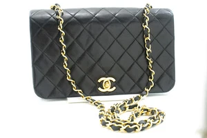 Chanel Full Flap Black Leather Shoulder Bag Authentic - Picture 1 of 11