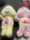 Peluche VINTAGE Care Bears 1983 ANNIVERSAIRE cupcake jaune AMOUR-LOT cœurs roses