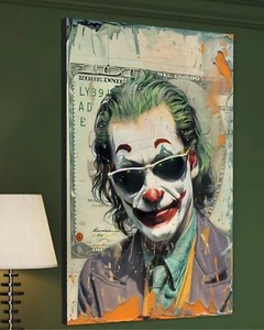 Joker Leinwandbild Farbig Deko Kunst Batman Harley Quinn CANVAS Joaquin Pheonix - Picture 1 of 2