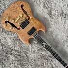 SG Electric Guitar Semi Hollow Body Quilted Maple Top Gold Hardware Free Shippin