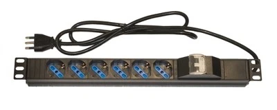 Multipresa con Interruttore e Magnetotermico 6 prese Schuko Armadio per Rack 19 - Immagine 1 di 4