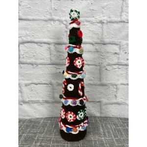 Vintage gehäkelt Weihnachtsbaum 19" Handarbeit Urlaub Zuckerstange Garn - Bild 1 von 7