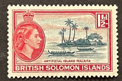 Travelstamps: British Solomon Islands Stamps Scott #91 - 1 1/2d QEII Mint MOGH - Image 1 of 4