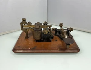 Antik 1880 JH Bunnell montiert Plattform Camelback Telegraph Schlüssel & Echolot 20 Ohm - Bild 1 von 24
