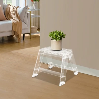 2 Step Protable Step Ladder Step Stool Clear Stool For Indoor Outdoor Home - Image 1 of 4