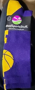 Mad Sports Stuff L UNISEX Basketball Socken lila gelb Poly Mischung HERGESTELLT IN USA - Bild 1 von 4
