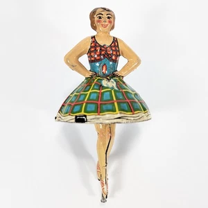 Vintage Marx Tin Litho Ballerina Twinkle Toes Toy Girl Spin Top No Key 1930s - Picture 1 of 13