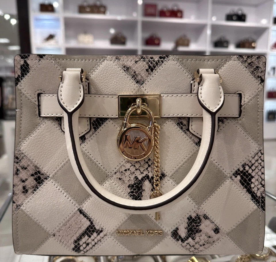 Michael Kors Hamilton Mujeres Pequeño Cartera Bolso de Mano Mensajero Cartera Bolso Natural MK Foto 1 de 4
