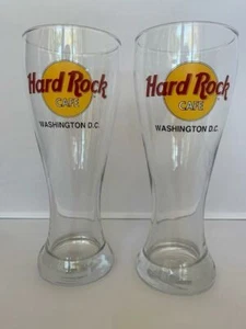Hard Rock Cafe  2 set Clear Pilsner Beer Glass - Washington, DC - Picture 1 of 6