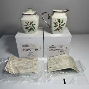Lenox Holiday Quadratisch Platin Zuckerdose und Milchkännchen Bone China OFFENE BOX - Bild 1 von 14