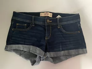 HOLLISTER Pantalones Cortos Cortos Tiro Bajo Puño Enrollado Denim Juvenil Talla 5/27 - Imagen 1 de 6
