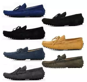 New Mens casual Moccasin Loafer slip on comfort suede boats Driving Shoes D - Picture 1 of 17