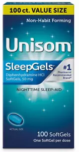 Unisom Nighttime Sleep-Aid, Doxylamine Succinate 50mg, 100 SoftGels - Picture 1 of 6