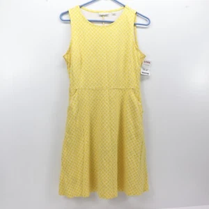 New York & Co Yellow Checkered Dress Womens Size Medium NWT 100% Cotton - Picture 1 of 9