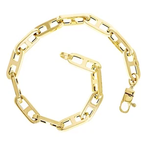 Italian 14k Yellow Gold Hollow Anchor Chain Bracelet 7.5" 6mm 6.4 grams - Picture 1 of 4
