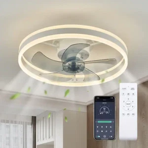 20 Zoll kleiner heller LED Deckenventilator & Fernbedienung Modern Low Profile Kompakt Unterputzlicht - Bild 1 von 3