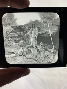 ANTIQUE GLASS PHOTO NEGATIVE TENT HOME OF THE BEDOUINS PALESTINE KEYSTONE CO - Picture 1 of 3