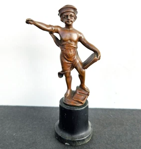 Antique 19thC Echte Bronce Austria Vienna Bronze Figurine Boy with Books - Picture 1 of 9