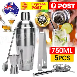 5Pcs Cocktail Shaker Set Mixer Martini Spirits Maker Bar Strainer Bartender Kit - Picture 1 of 12