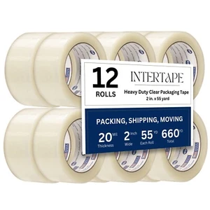 12 Rolls Heavy Duty Clear Packing Tape for Shipping, Moving, and Packaging - Picture 1 of 6