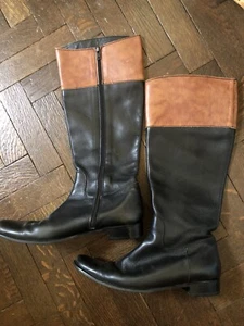 Blue Velvet x Jaime Mascaro Black Leather Knee High Zip Riding Boots Uk 7 VVGC - Picture 1 of 9