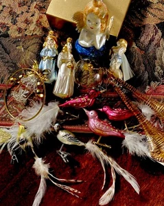 Birds &Angels &Ornaments “Oh My”! 13 Vintage 1970’s Glass Ornaments. Rare Find$$ - Picture 1 of 24