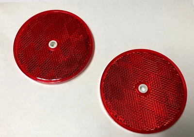 3.1875" Red Round Reflectors 5mm hole for mounting on driveway posts ect (2pack)