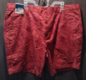 Men's Cotton Shorts: by BASIC EDTIONS, NWT, Size 42, Salmon, Hibiscus Pattern - Picture 1 of 4