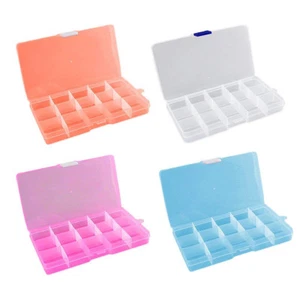 2 Pack Plastic Storage Box Jewelry Earring Tool Containers w/Divider, 10-15 Grid - Picture 1 of 42