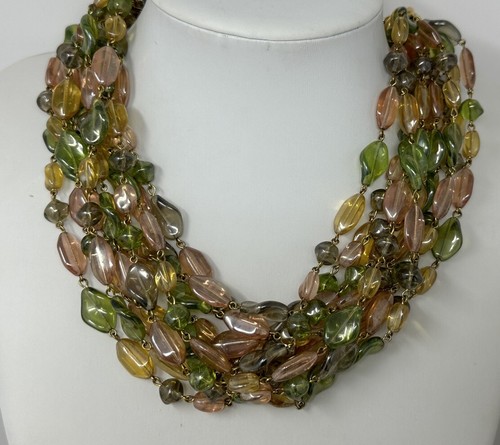 Collana Vintage Showstopper Firmata Givenchy Givre Vetro Colato Perline Collare