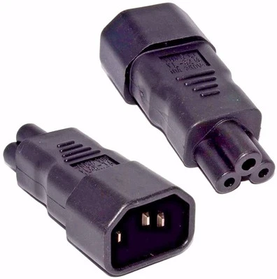 IEC C14 MALE PLUG TO CLOVERLEAF C5 CONNECTOR MAINS POWER CABLE ADAPTOR,CONVERTER - Image 1 of 3