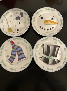 Building A Snowman Desert Plates Set Of 4 In Mint Condition 8” Diameter. - Picture 1 of 6