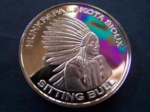 TORO SENTADO--HUNKPAPA LAKOTA SIOUX 1 A.V.D.P. OZ. MEDALLÓN COBRE - Imagen 1 de 2